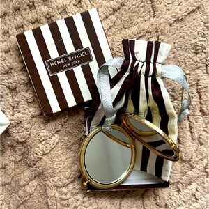 Henri Bendel Gold Compact Mirror